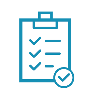 Blue icon of a checklist